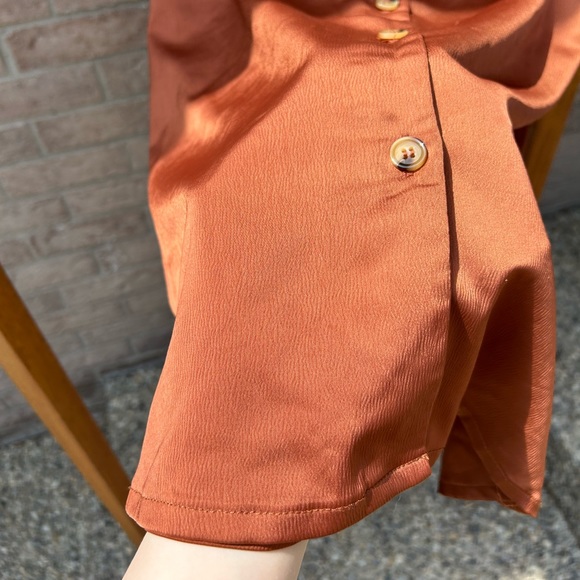 copper / burnt orange / rust brown button up dress - Picture 4 of 7
